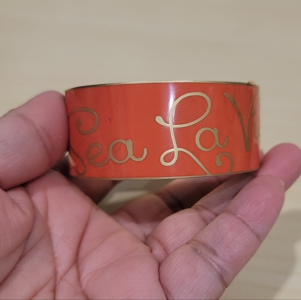 Spartina 449 "Sea La Vie" Oval Hinge Magnetic Closure Orange Gold Bangle